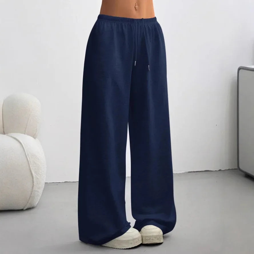 Damen-Freizeithose – Bequeme Hose mit weitem Bein und elastischem Bund