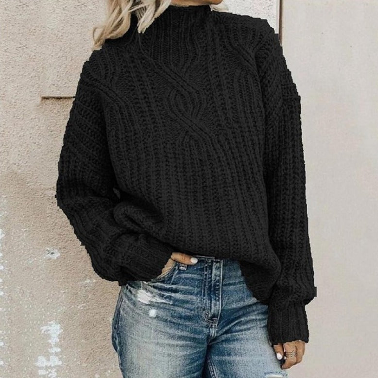 Damenpullover mit Stehkragen und elegantem Muster