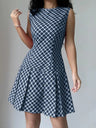 Robe Trapèze Sans Manches à Imprimé Carreaux Vintage