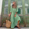 Robe longue verte pour femme – Maxi robe d'été en tissu léger