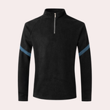 Herrenpullover mit halbem Reißverschluss – Sportlicher Sweatshirt mit gestreiftem Detail