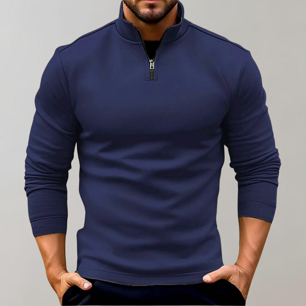 Pull Chaud Homme avec Fermeture Éclair et Col Bas