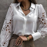 Romantische Bluse aus weißer Spitze mit langen Ärmeln