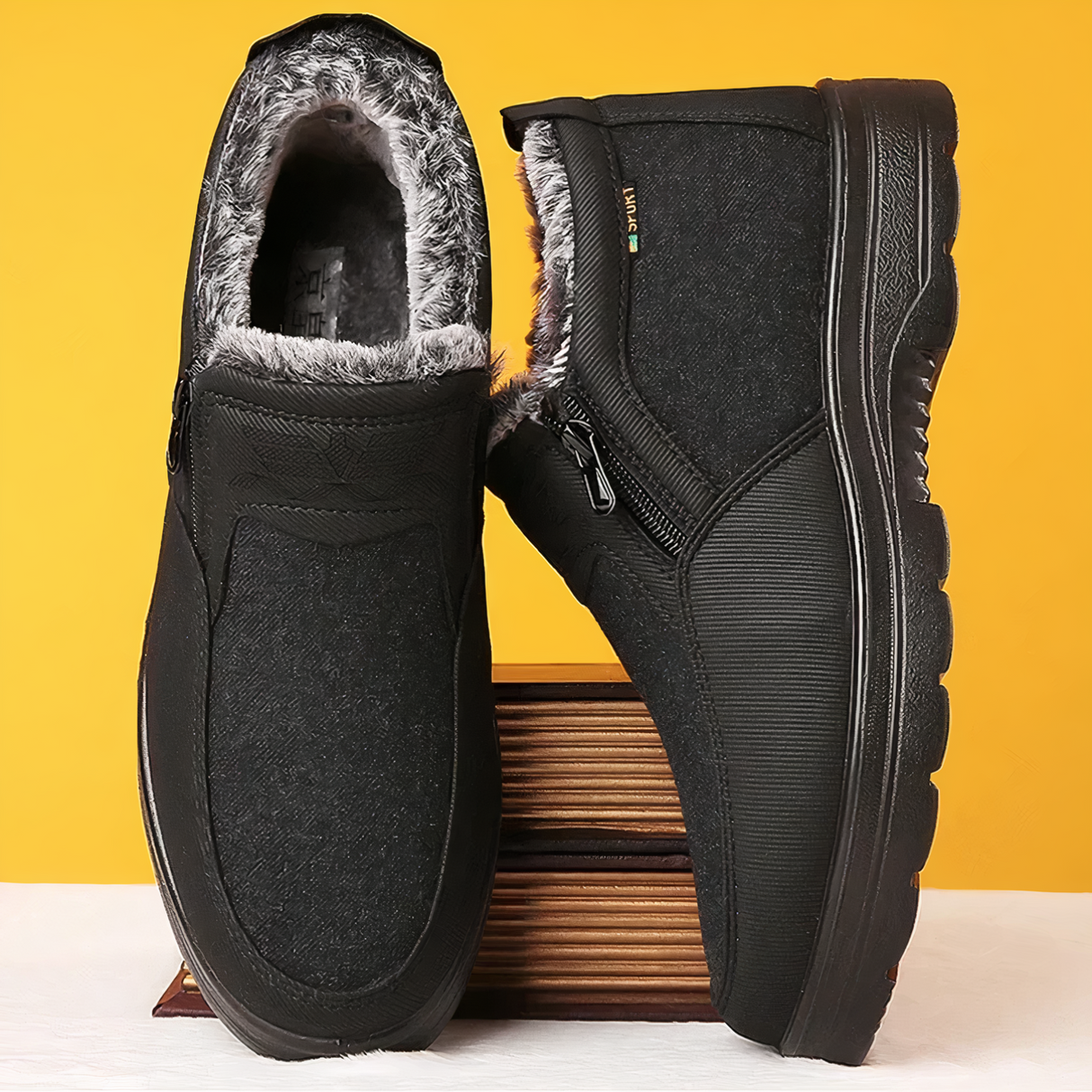 Men's Winter Boots – Warm Shoes with Zipper and Non-Slip Sole