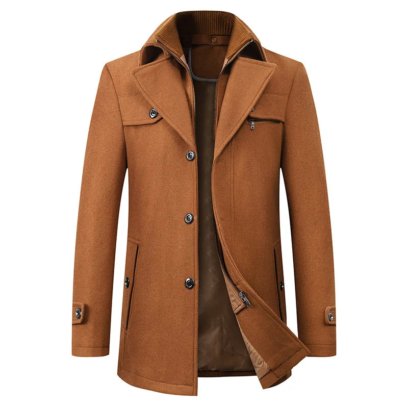 Gepolsterte Herren-Winterjacke – Warmer Mantel mit Stehkragen und Futter