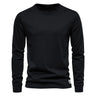 T-shirt à manches longues pour hommes en coton respirant avec col rond