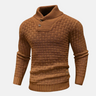 Men's sweater with collar and buttons – Textured pattern knit sweater