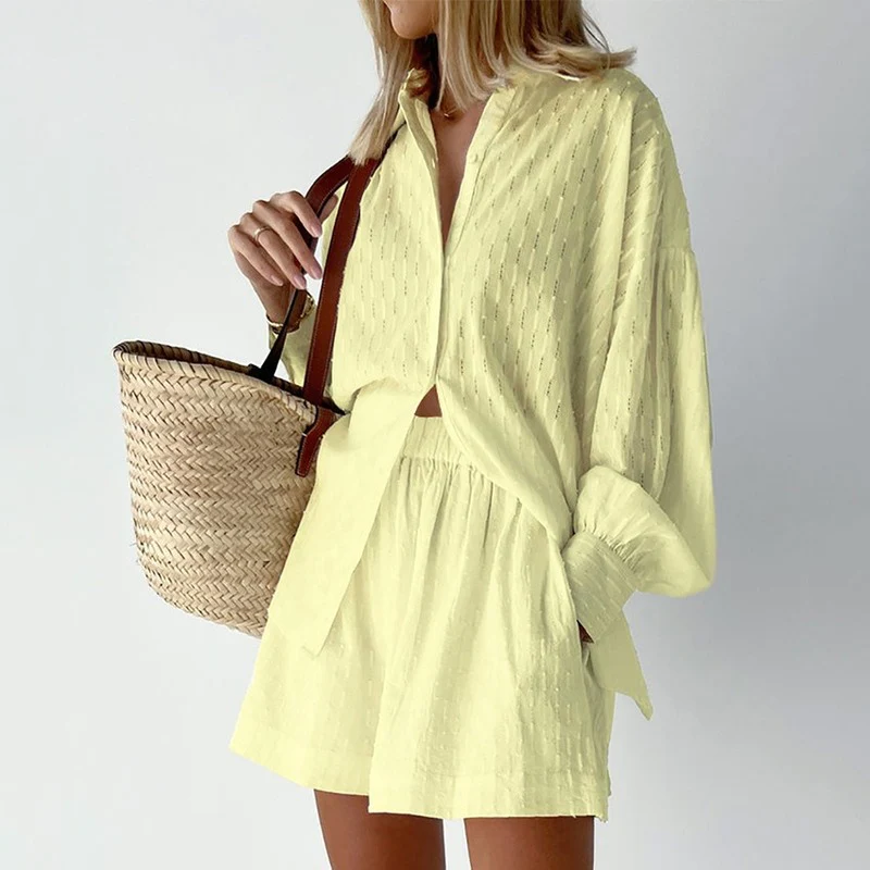 Sommerensemble Zweiteilig Damen Bluse und Shorts