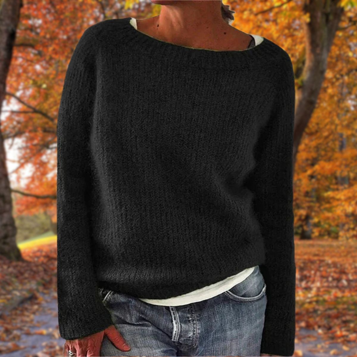 Weicher Herbstpullover aus Strick für Damen – Bequeme Weite Passform