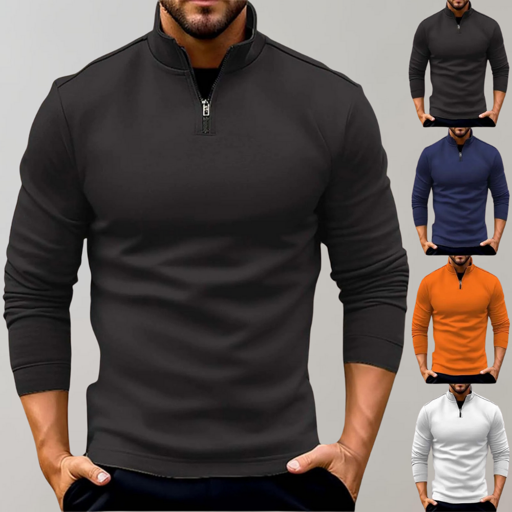 Pull Chaud Homme avec Fermeture Éclair et Col Bas