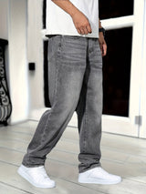 Herrenjeans lockerer Schnitt – Graue Denim-Hose im Casual-Stil