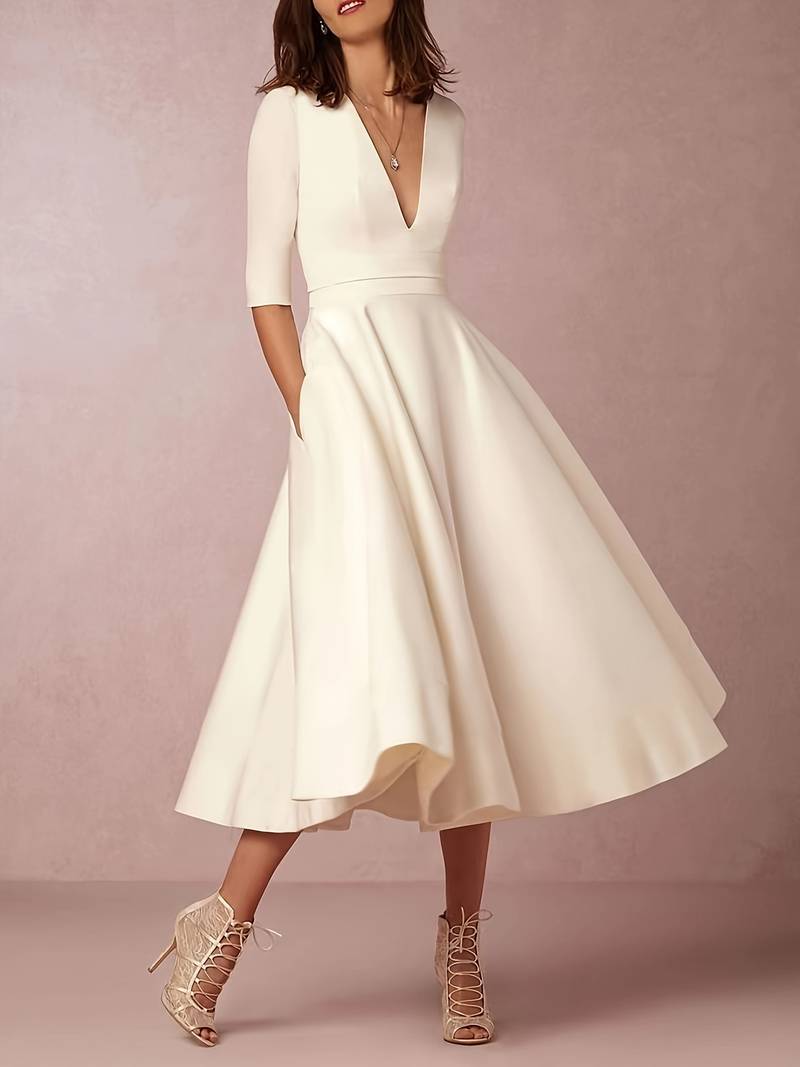 Robe Élégante à Col en V pour Femmes - Stylée et Confortable