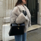 Damen Wintermantel Weich – Elegante Kurze Jacke aus Kunstpelz