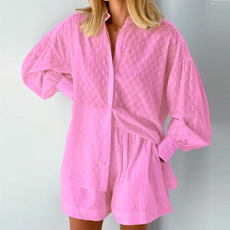 Sommerensemble Zweiteilig Damen Bluse und Shorts