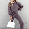 Damen Hausanzug – Weiches zweiteiliges Loungewear-Set mit Rollkragenpullover
