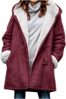 Damen-Wintermantel – Warme Sherpa-Jacke mit Kapuze und Knebelverschluss