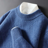 Herrenpullover uni – Weicher Strickpullover mit dezentem Muster