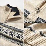 Pull homme en maille zippé à moitié – Motif classique d’hiver