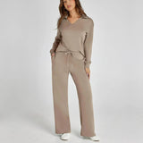 Damen-Loungewear-Set – Bequemes zweiteiliges Set mit V-Ausschnitt