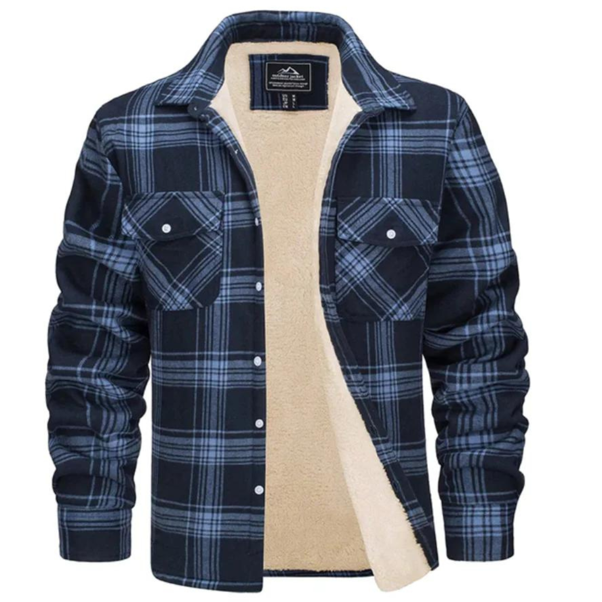 Herrenkarierte Jacke mit Fleecefutter – warmer Wintermantel für den täglichen Gebrauch