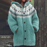 Langer Damenweste mit Kapuze aus Strick – Warmer Cardigan