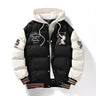 Men's varsity puffer jacket – Warm winter college style jacket with hood