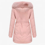 Damen Wintermantel – Elegante und warme Jacke mit Pelzkragen und Kapuze