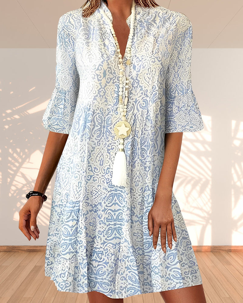 Robe Élégante Femme à Imprimé - Style Intemporel et Confort