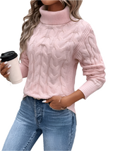 Damen Rollkragenpullover aus Zopfmuster-Strick - Winterwärme