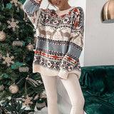 Weihnachts-Pullover Damen – Warmer Strickpullover mit Wintermotiv