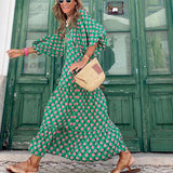 Robe longue verte pour femme – Maxi robe d'été en tissu léger