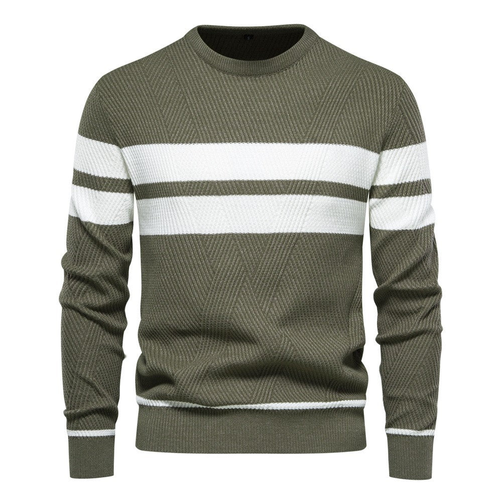 Men's striped sweater – Modern round neck knit sweater