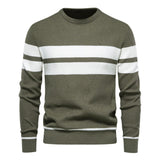 Men's striped sweater – Modern round neck knit sweater