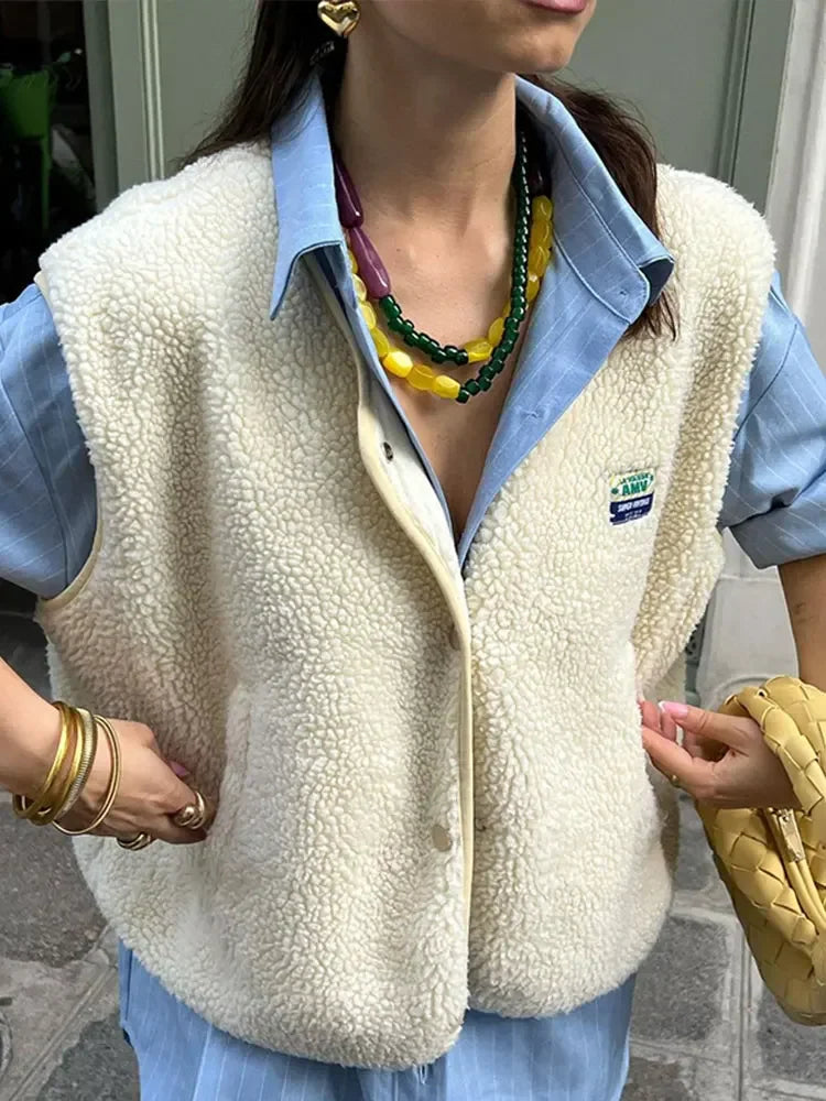 Sherpa-Fleece-Weste von hoher Qualität für Damen