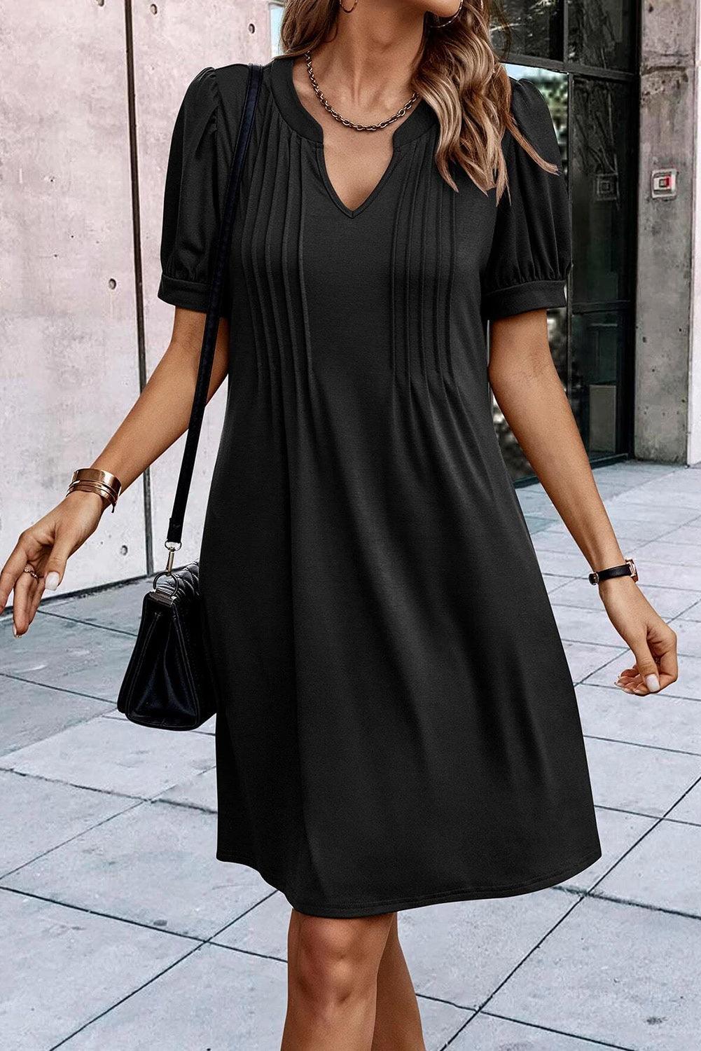 Robe Droite Élégante Cintrée avec Manches Bouffantes pour Femmes