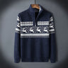 Men's Winter Sweater with Nordic Pattern – Comfortable Half-Zip Sweatshirt