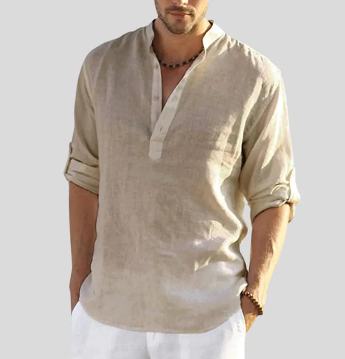 Chemise Élégante en Lin pour Homme avec Col