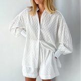 Sommerensemble Zweiteilig Damen Bluse und Shorts