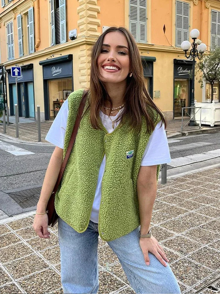 Sherpa-Fleece-Weste von hoher Qualität für Damen