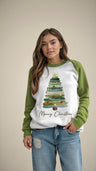 Weihnachts-Pullover Damen – Sweatshirt Frohe Weihnachten mit Tannenbaum-Aufdruck