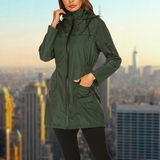 Leichter Damenparka – Übergangsjacke mit Kapuze und verstellbarem Taillenbund
