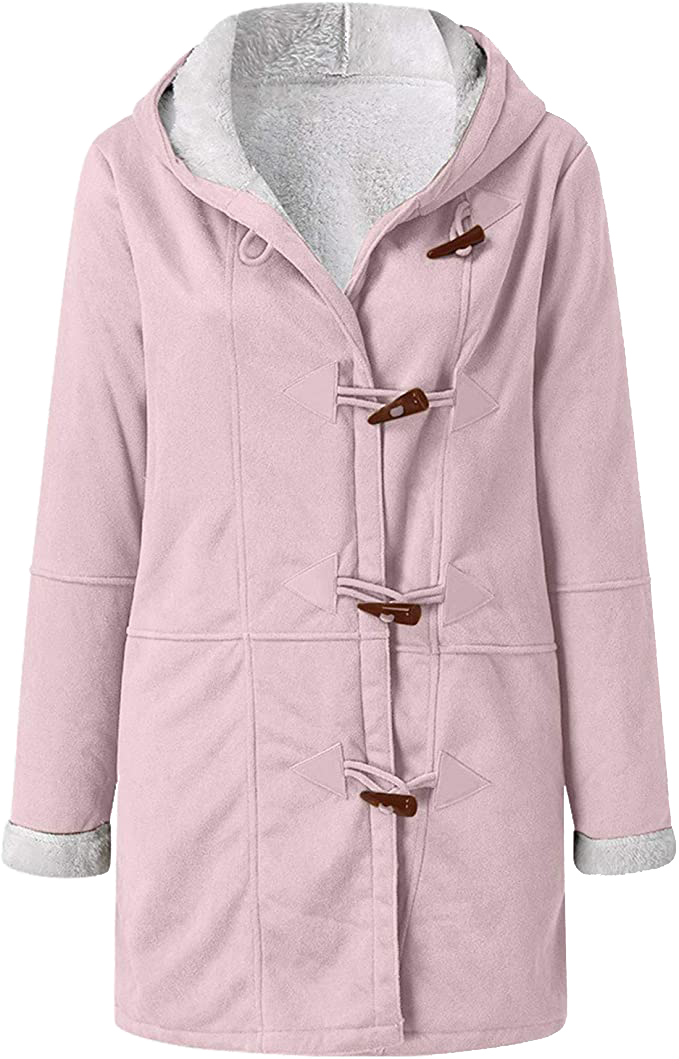 Damen-Wintermantel – Warme Sherpa-Jacke mit Kapuze und Knebelverschluss