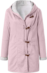 Damen-Wintermantel – Warme Sherpa-Jacke mit Kapuze und Knebelverschluss