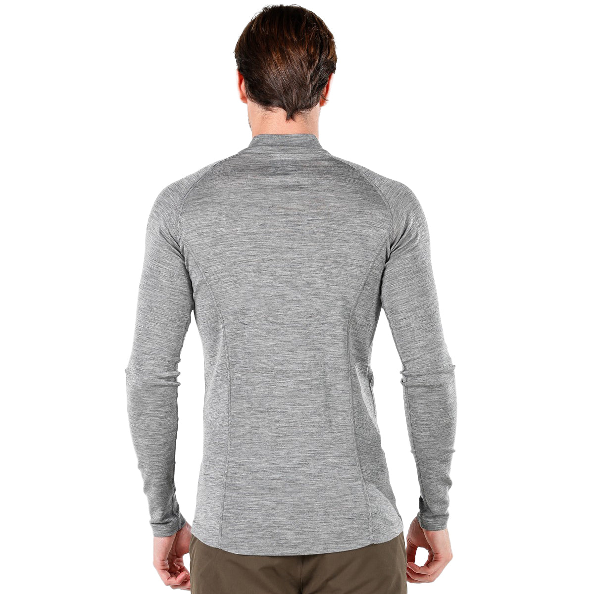 Langarm-T-Shirt aus 100% Merinowolle mit ¼-Reißverschluss