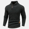 Men's sweater with collar and buttons – Textured pattern knit sweater