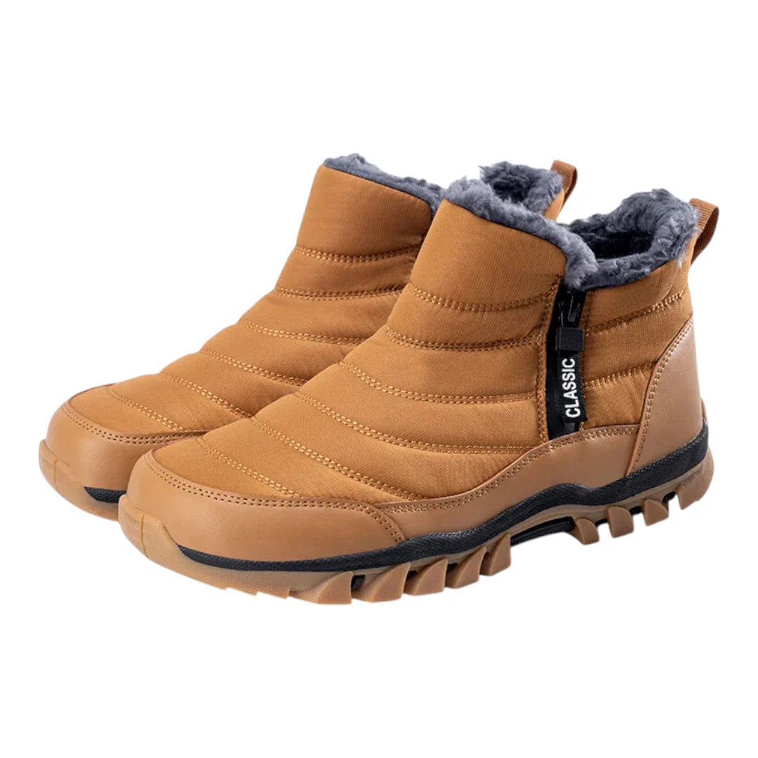 Bottes d’hiver homme extérieur – Bottines chaudes antidérapantes à fermeture éclair