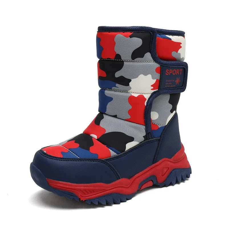 Winterstiefel für Kinder – Warme Schneestiefel mit Camouflage und rutschfester Sohle