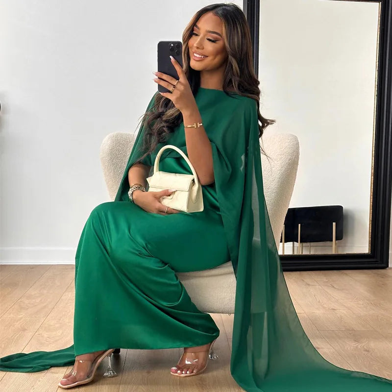 Robe Longue Élégante en Satin pour Femme avec Confort