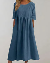 Leichtes Sommerkleid mit Taschen und raffinierter Taille