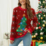 Weihnachts-Pullover Damen – Winterpullover mit Weihnachtsbaum und Geschenken bedruckt